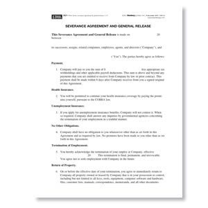 Connecticut Severance Agreement and General Release Form