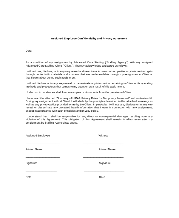 hipaa privacy policy form template hipaa confidentiality agreement 