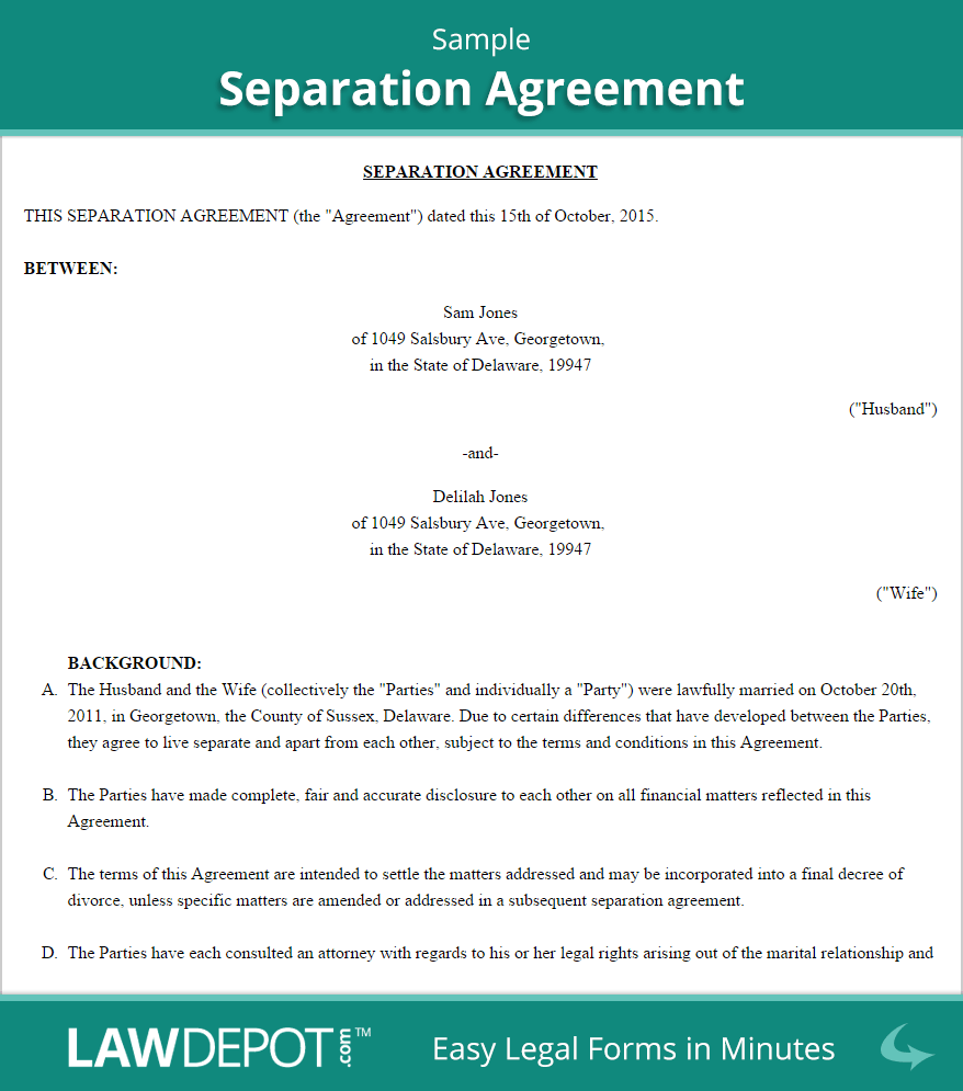 Separation Agreement Template (US)| LawDepot