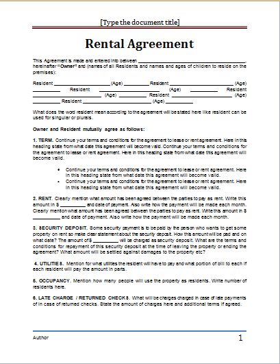 apartment lease agreement template word rent agreement template 