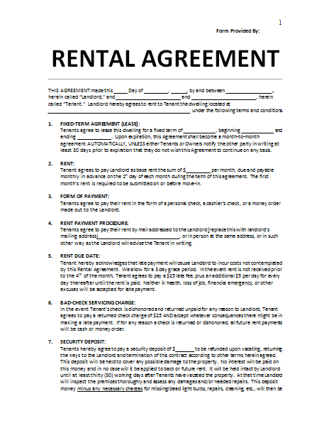 rental agreement word template Akba.katadhin.co
