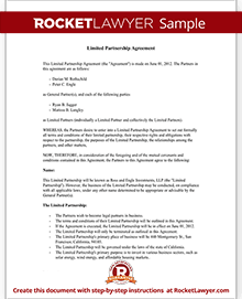 Limited Partnership Agreement Partnership Form | Rocket Lawyer
