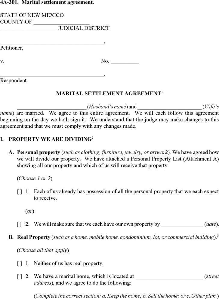 marital settlement agreement template nj marital settlement 