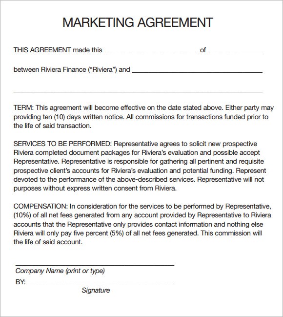 sample marketing agreement template sample marketing agreement 