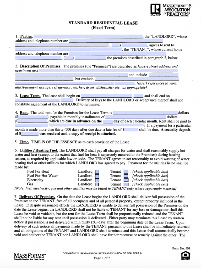 ma residential lease agreement template free massachusetts 
