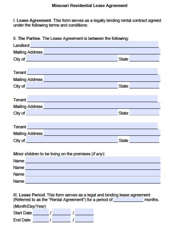 Free Missouri Residential Lease Agreement | PDF | Word (.doc)