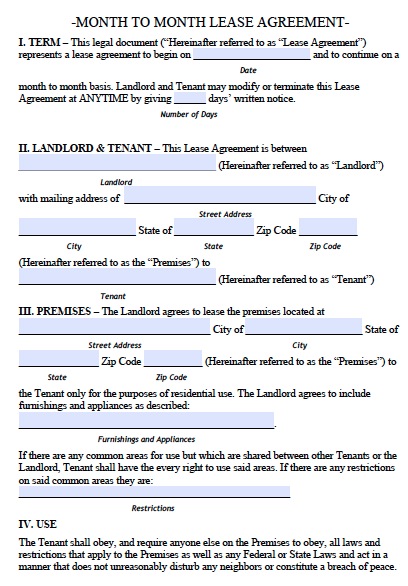rental agreement template hawaii month to month lease agreement 