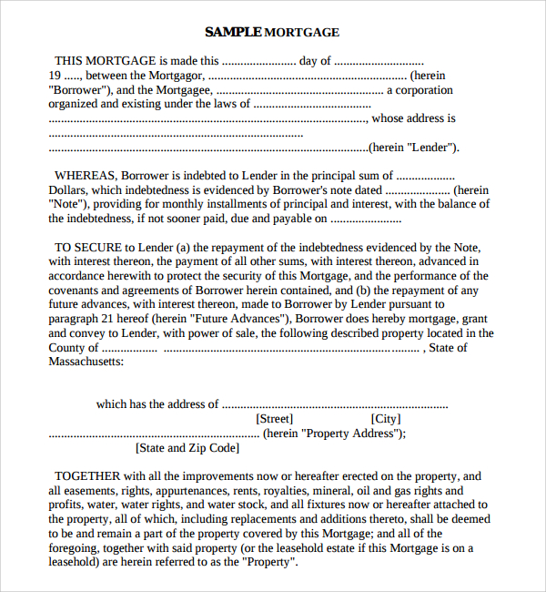 mortgage agreement template sample mortgage agreement template 10 