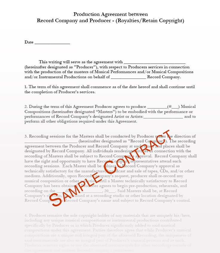 music producer contract agreement co production agreement template 