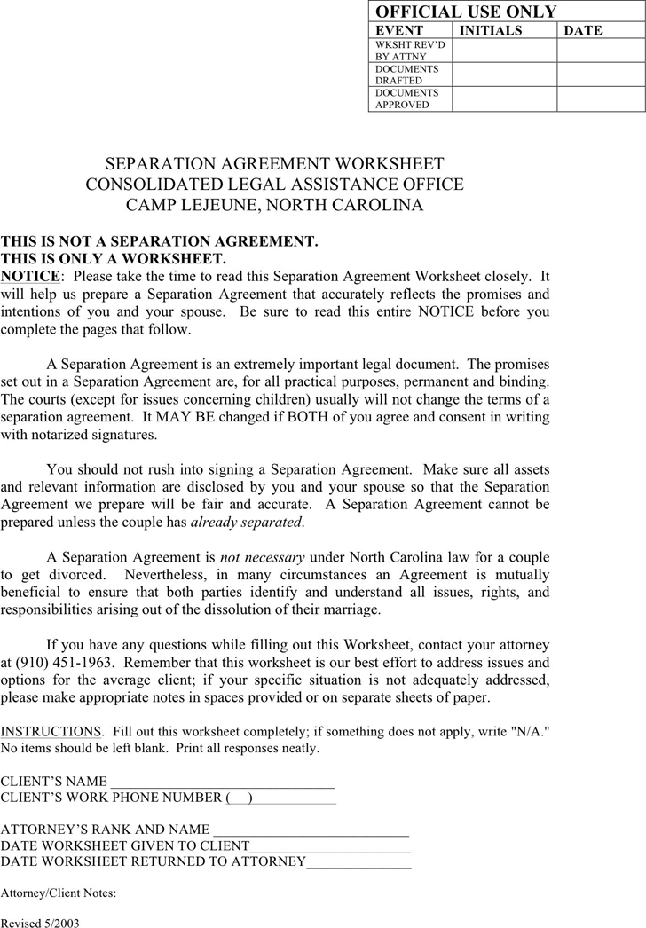 free separation agreement template nc separation agreement nc 