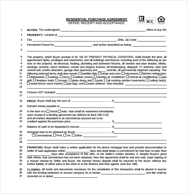 Real Estate Purchase Agreement Free Template Schreibercrimewatch.org