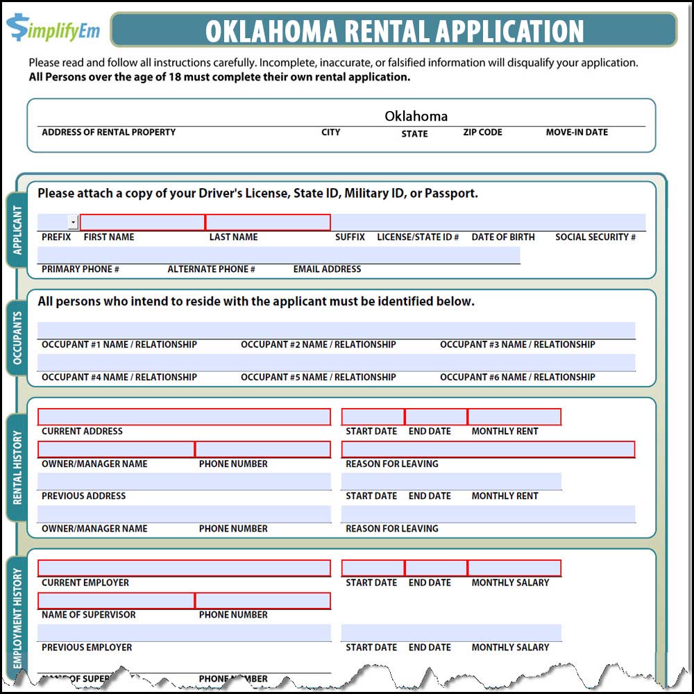 Oklahoma Rental Application