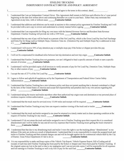 ooida lease agreement template trucking lease 