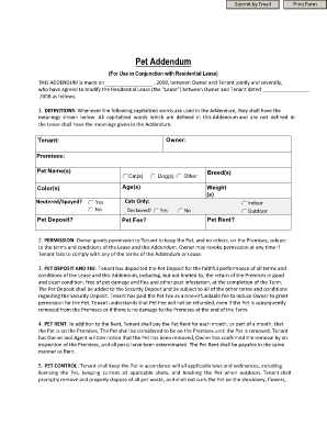 Pet Addendum Form Fill Online, Printable, Fillable, Blank 