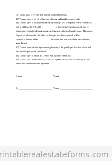 Free Pet Agreement Addendum to the Rental Agreement Printable Real 
