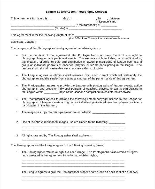 Photography Contract Example 11+ Free Word, PDF Documents 