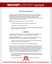 Prenuptial Agreement Form | Prenup Template | Rocket Lawyer
