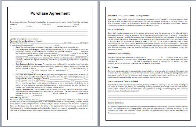 purchase agreement template word purchase contract template 