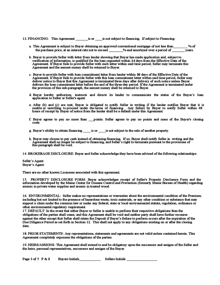 maine purchase and sale agreement template purchase and sale 