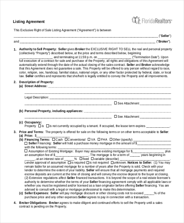 Sample Real Estate Agreement Form 8+ Free Documents in PDF