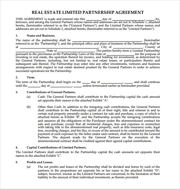 Real Estate Partnership Agreement Template Mikezitompc.com