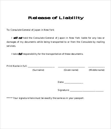 free liability release form template liability agreement template 