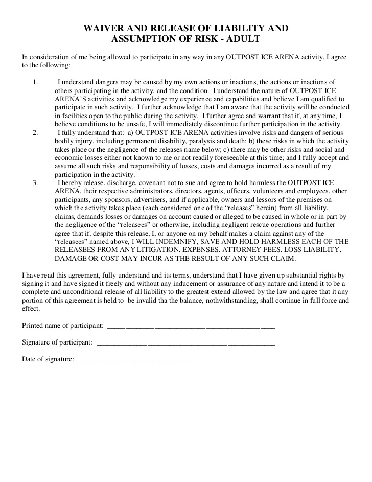 Outpost waiver and release of liability