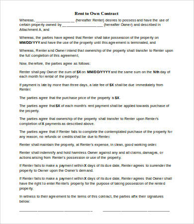 rent to own agreement template rent to own contract 4 free word 