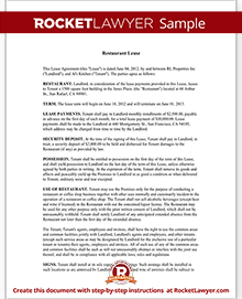 Restaurant Lease Agreement Template Lease Form with Sample