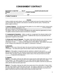 Consignment Contract for Artists and Crafts People Ask Harriete