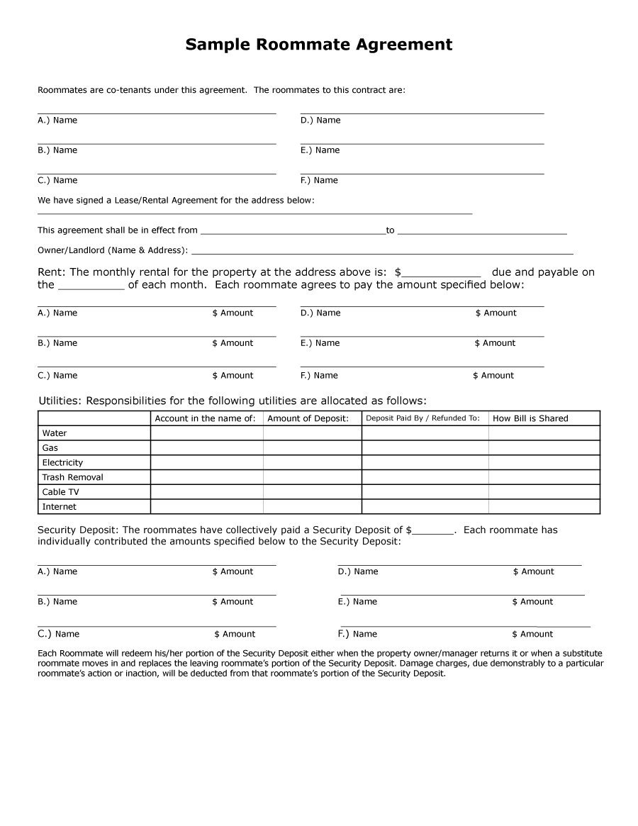 40+ Free Roommate Agreement Templates & Forms (Word, PDF)