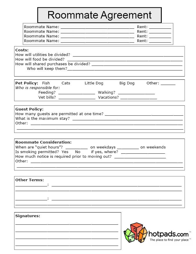 Free Roommate (Room Rental) Agreement Template PDF | Word 