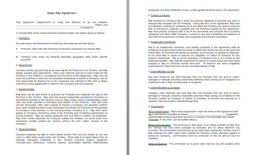 Sales Rep Agreement FAB Counsel
