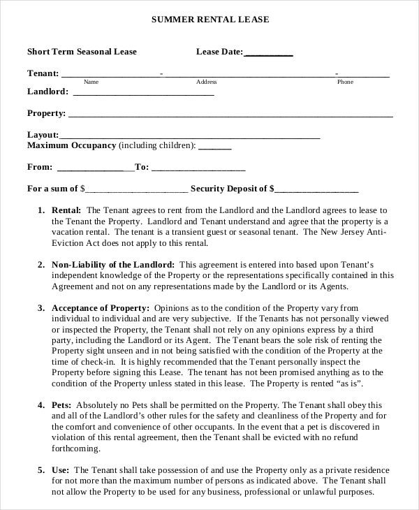 rental lease agreement template free informal lease agreement 
