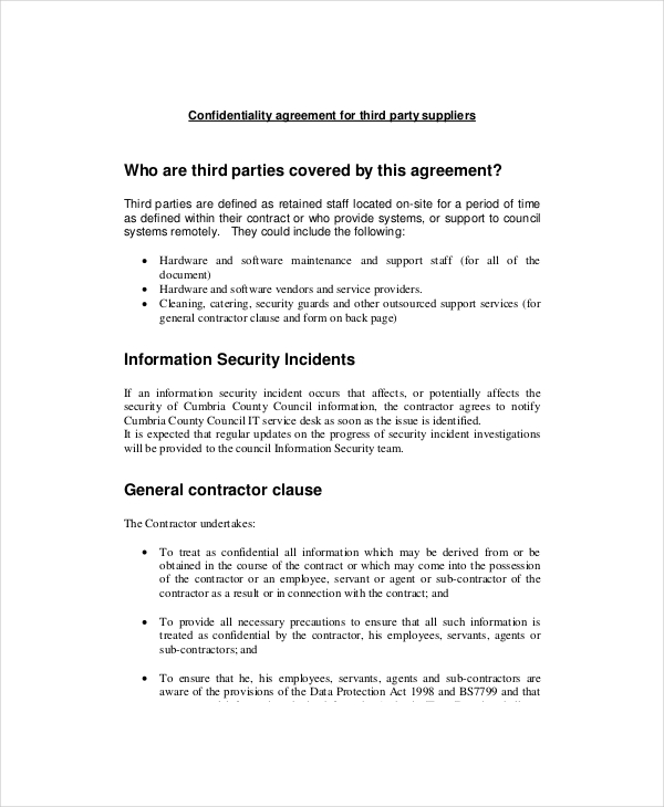 11+ Basic Confidentiality Agreement Templates – Free Sample 