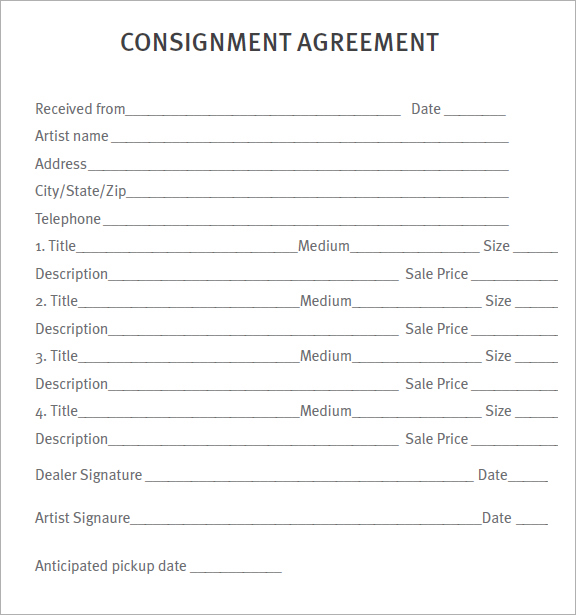 16 Sample Consignment Agreement Templates to Download | Sample 