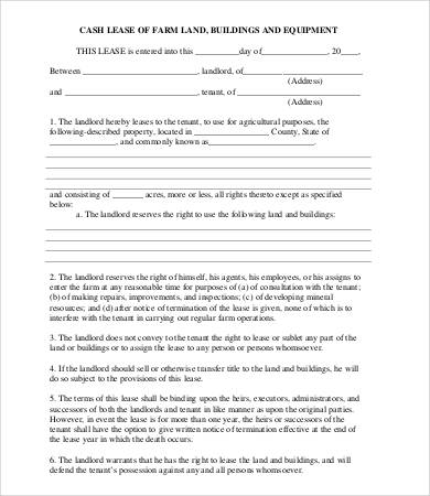 agricultural lease agreement template land lease agreement 
