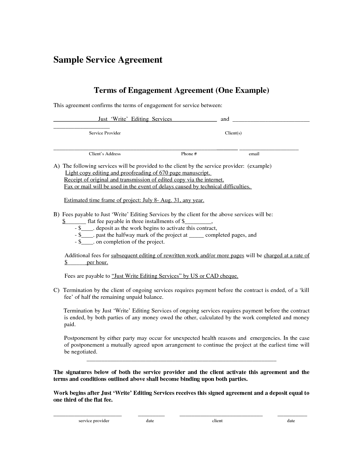 10 Best Images Of Basic Service Agreement Template It Simple 