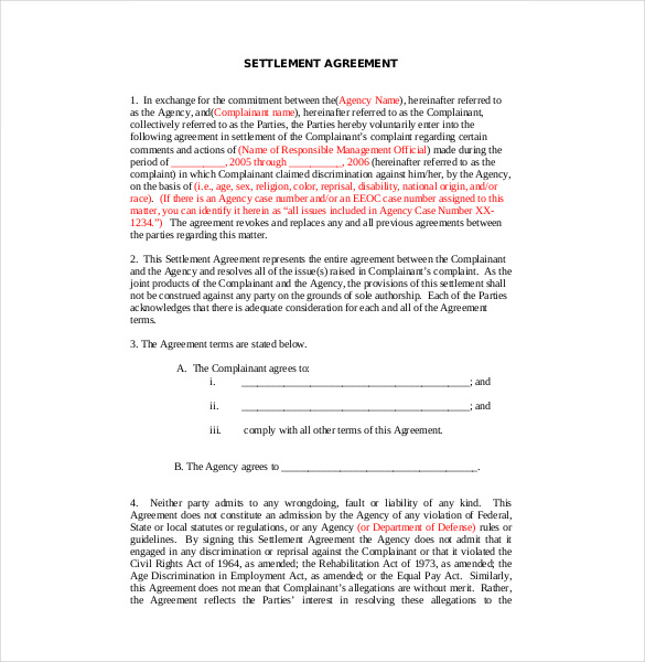 Simple Settlement Agreement Fill Online, Printable, Fillable 