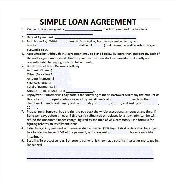 standard loan agreement template loan contract template 26 
