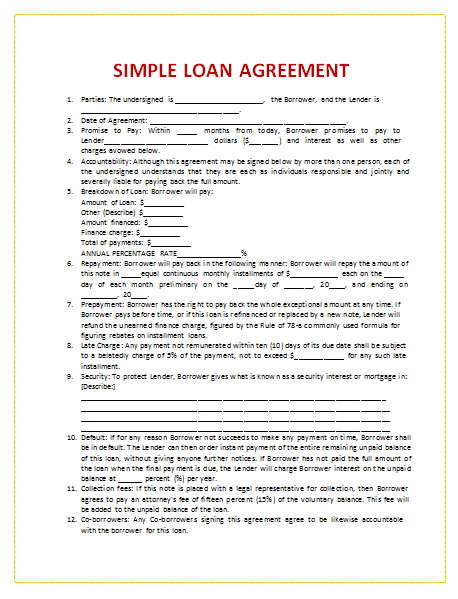 standard loan agreement template template loan agreement free free 