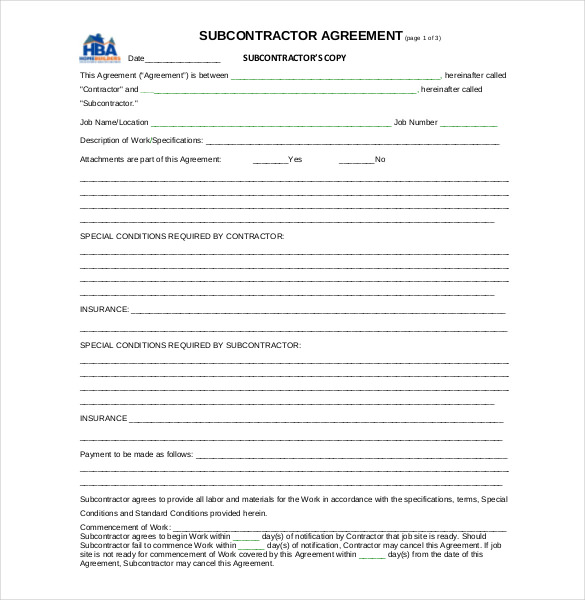 subcontractor agreement template free 14 subcontractor agreement 