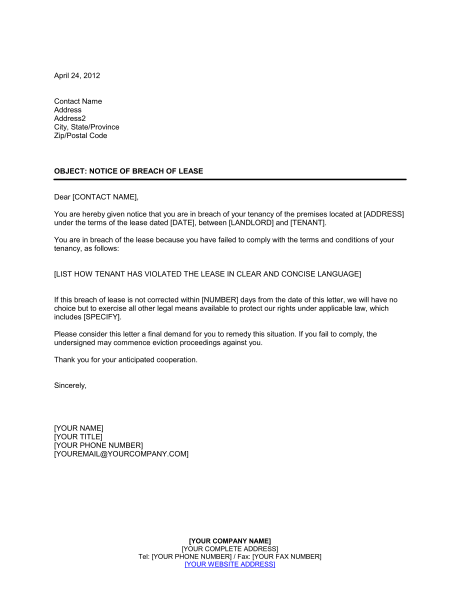 End Of Tenancy Agreement Letter From Landlord Template 