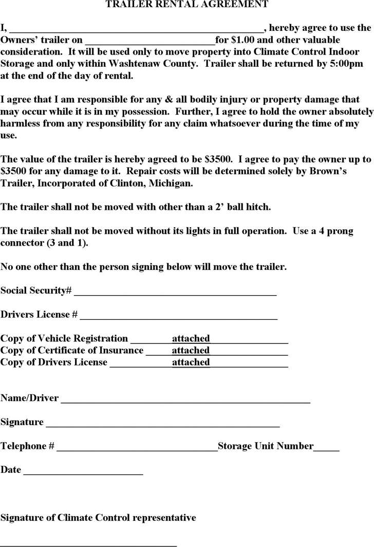 trailer lease agreement trailer rental agreement template download 