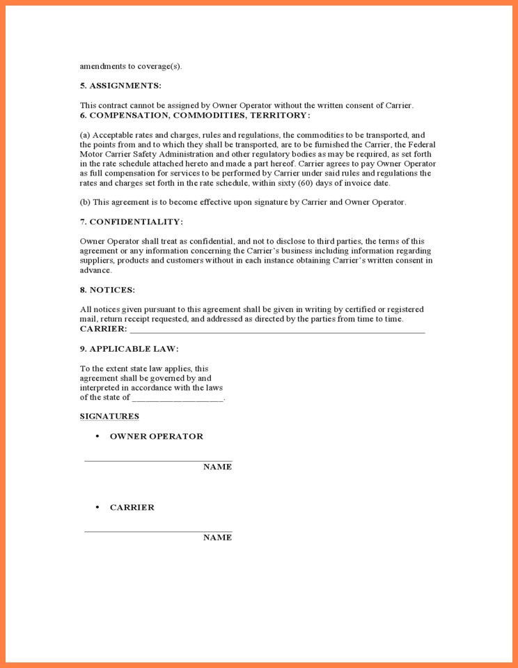 trucking company owner operator lease agreement Ten Signs