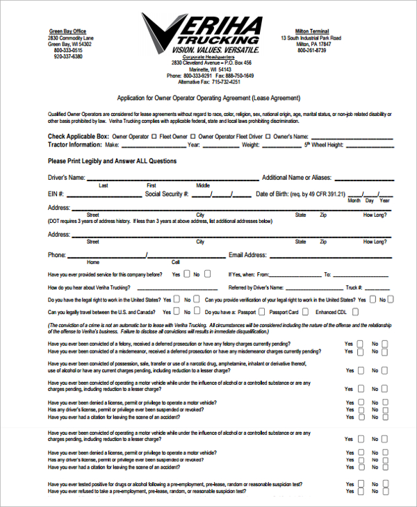 15+ Owner Operator Lease Agreements – Word, PDF | Sample Templates
