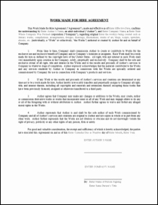 Work For Hire Agreement Template | Template Business